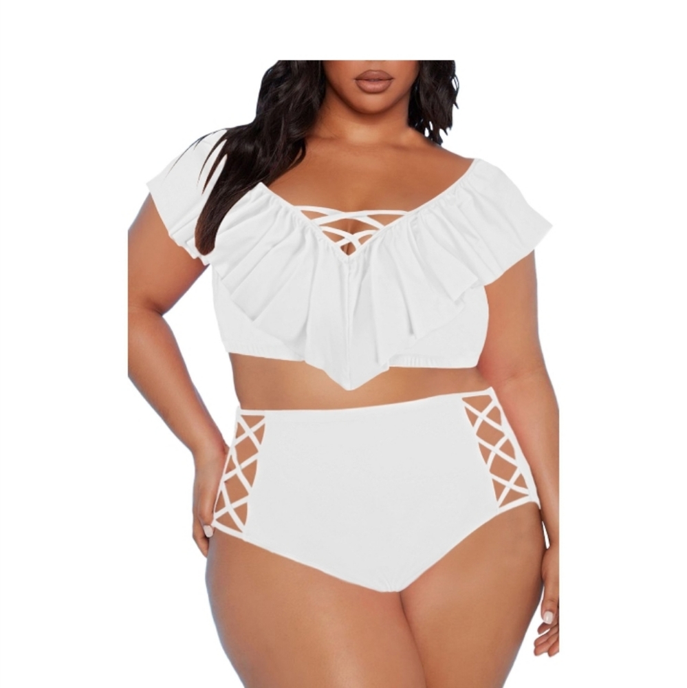 EUC white 2 piece bathing suit - XL